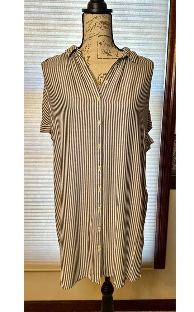 MADEWELL Size Large Central Striped Shirt Dress Button Down Front - Image 3