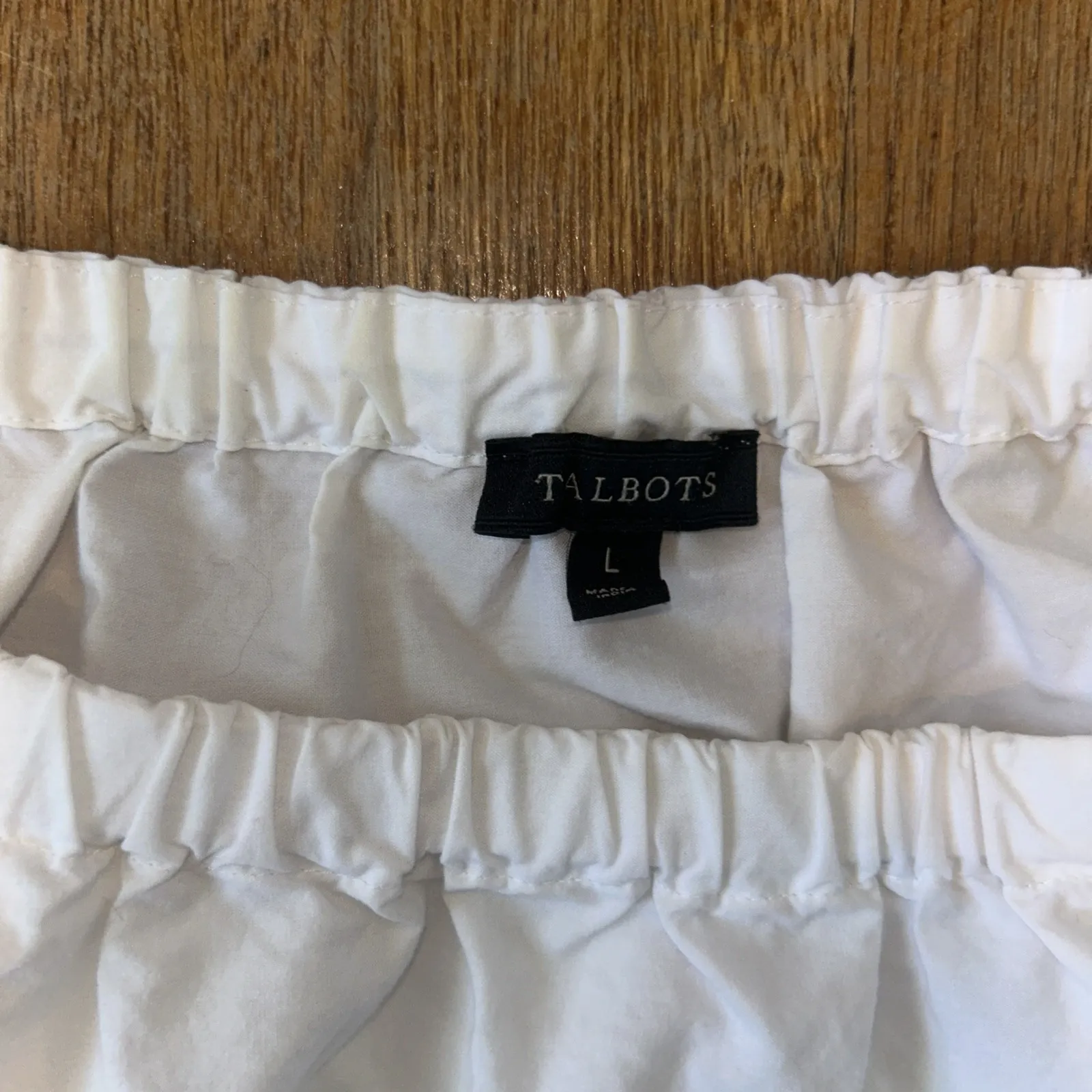 TALBOTS ~ YELLOW & WHITE EYELET EMBROIDERED BLOUSE TOP Women's‎ L Elastic Neck - Image 6