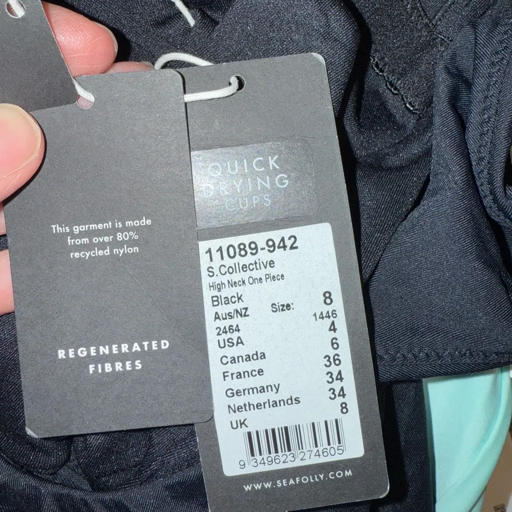 Seafolly black high neck‎ low back cross cross back swimsuit NWT bathing suit - Image 4