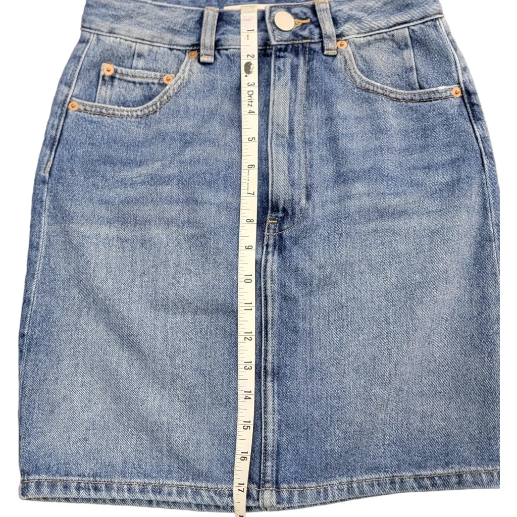 ASOS Denim Blue High Waisted Jean Summer Mini Skirt Women's Size 4 - Image 10