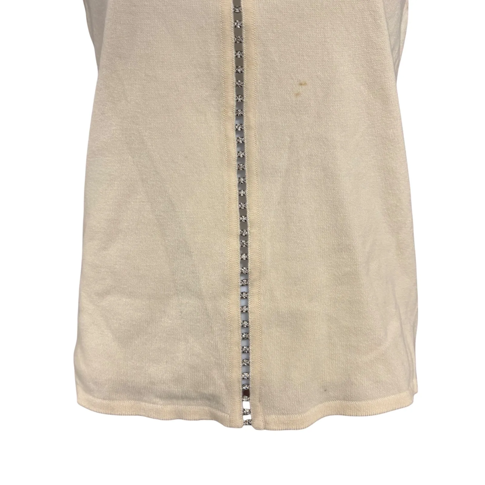 Escada Women‎ Sleeveless Mock Neck Rhinestone Sweater Vest Beige Size 36 Tan - Image 5