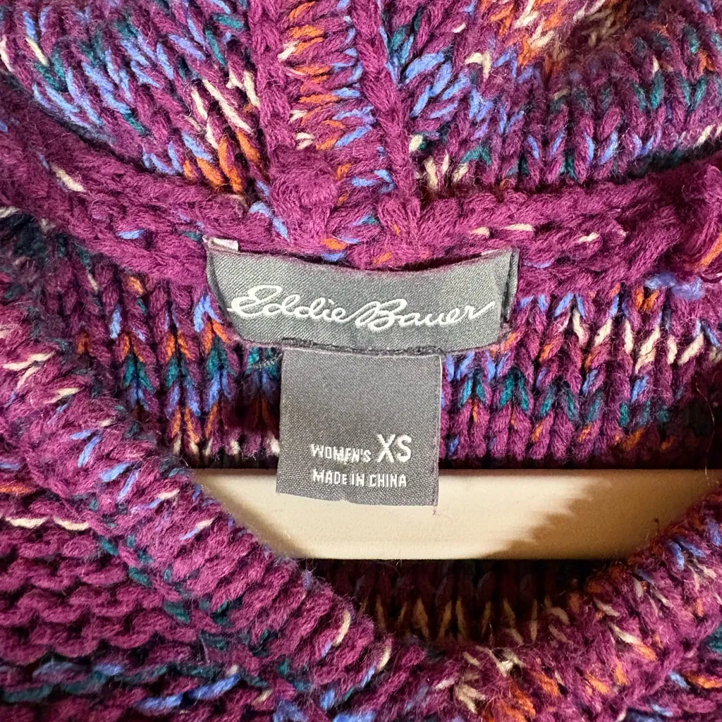 Eddie Bauer  "Westbridge Knit Hoodie” women's multicolored marled sweater XS - Image 4