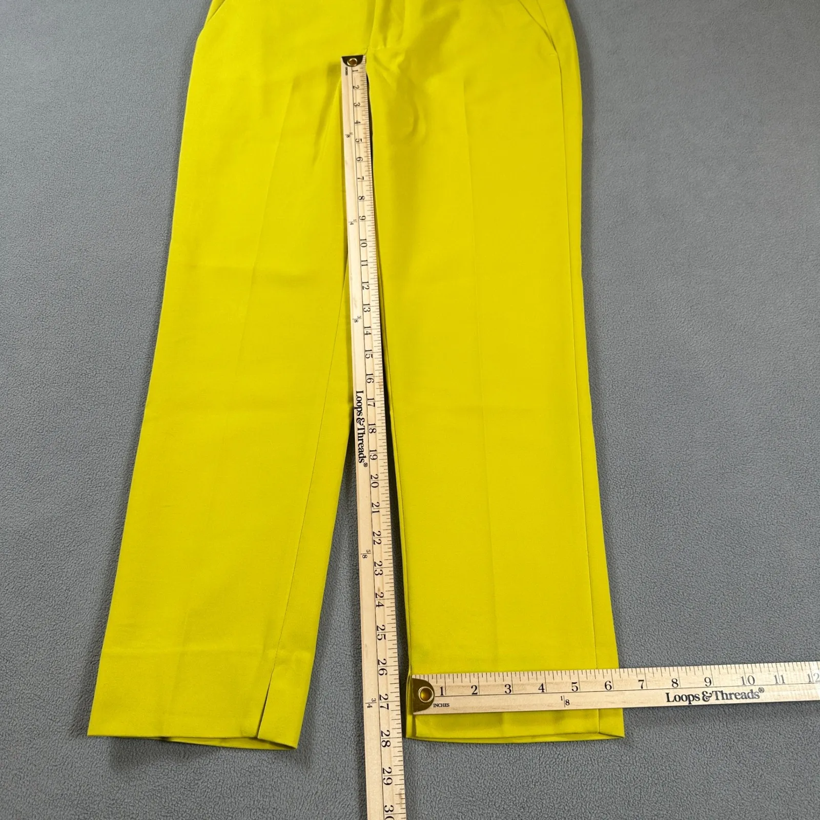 ZARA Woman Pants 6 Bright Yellow Straight Leg Ankle Crop Side Slits Trousers - Image 4