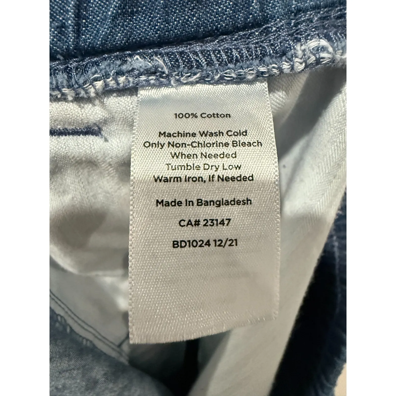 Talbots Womens Pull On Chambray Pants XL Blue Cotton Drawstring Casual Cropped - Image 4