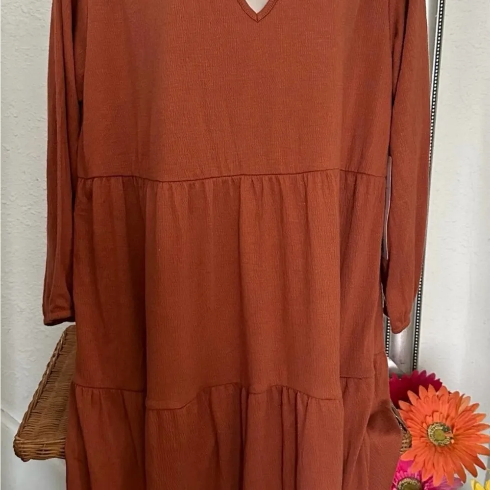 Berkley Jensen Cinnamon Rose Women’s Tiered Dress NWT XXL Orange - Image 6
