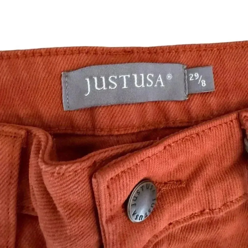Just USA Rust Straight Leg High Rise Pockets Bohemian Slim Sz 8/ 29 #1885 - Image 2