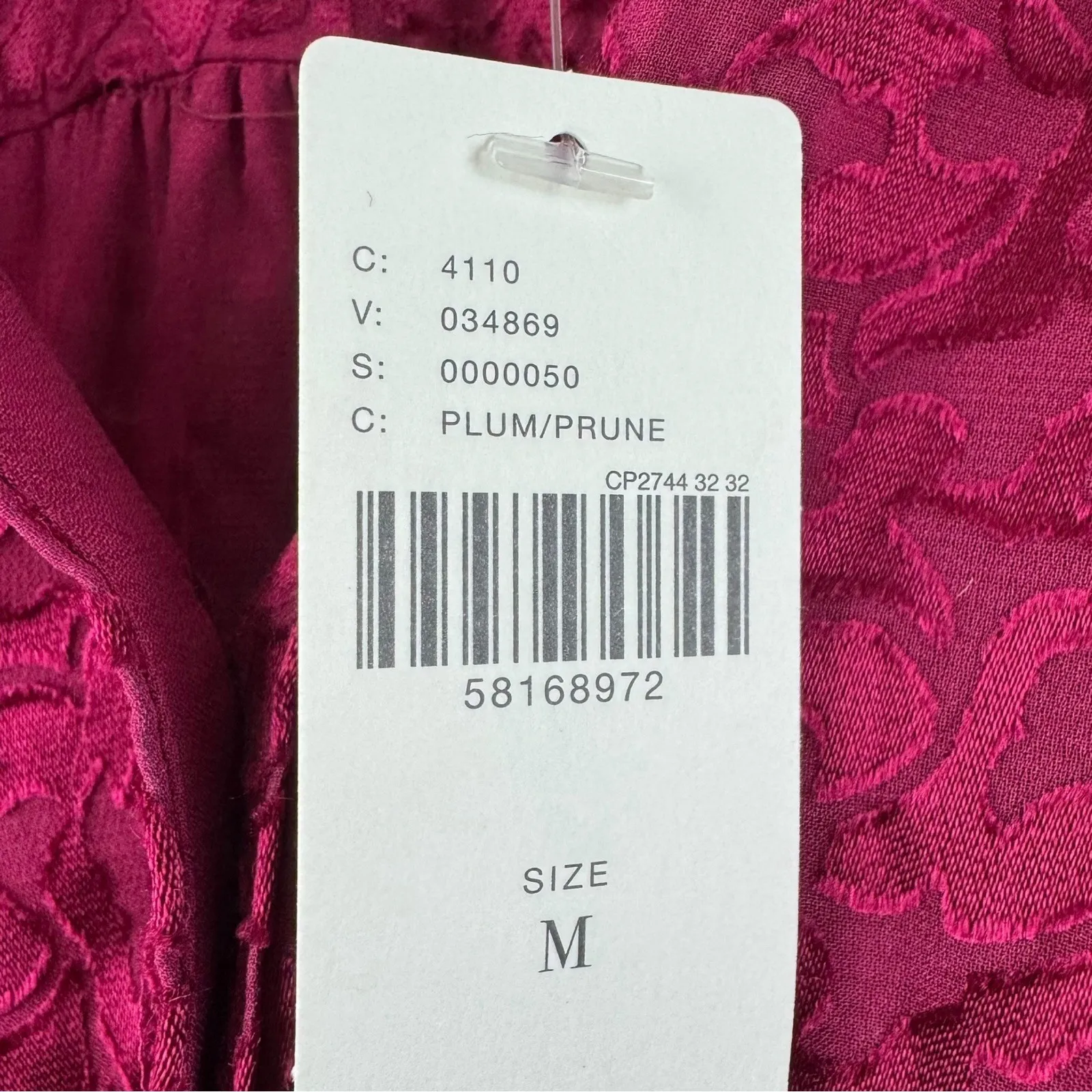 Anthropologie‎ Susanna Burnout Velvet Buttondown Top Blouse In Plum Sz M NWT - Image 4