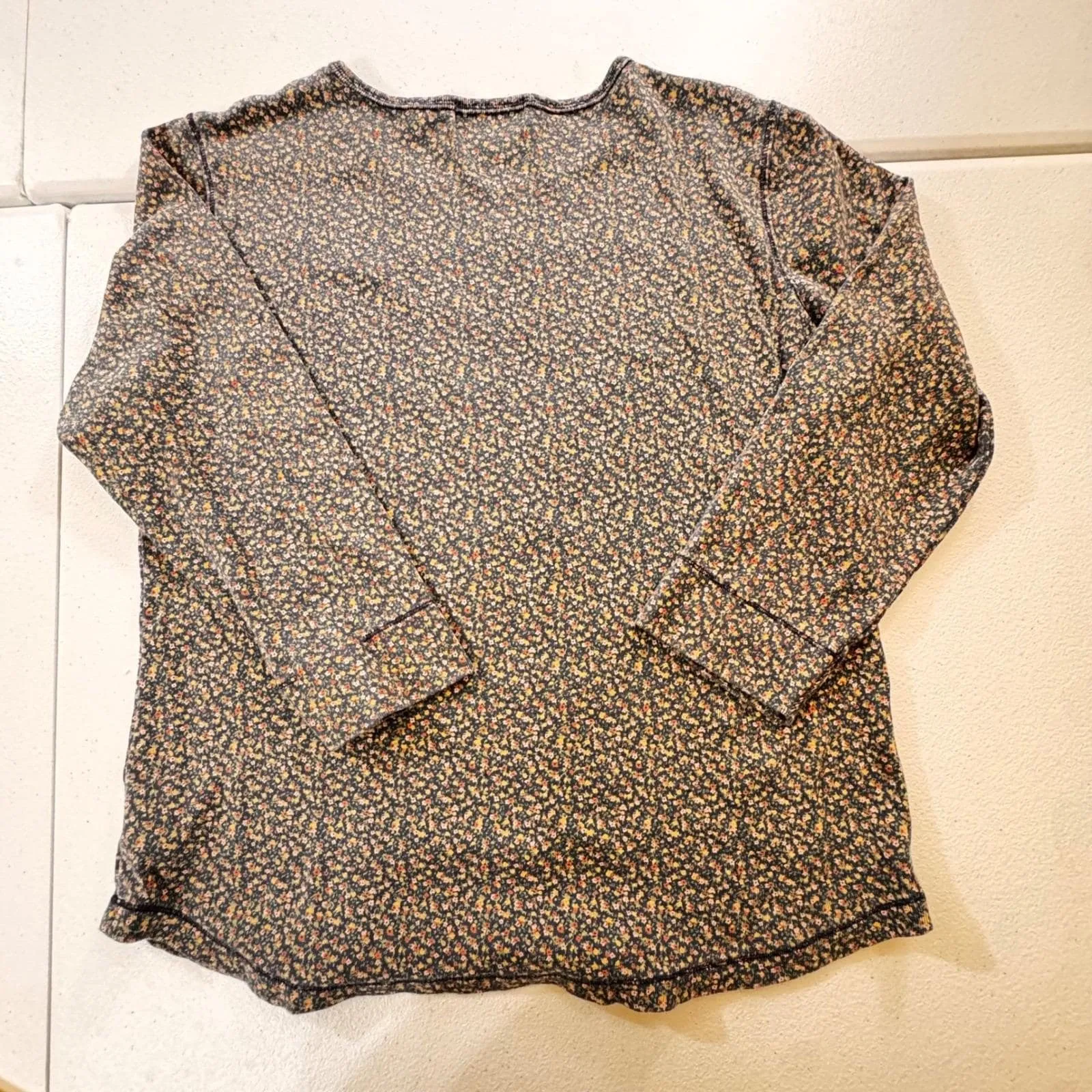 Y2K‎ Eddie Bauer Women's Small Floral Print Long Sleeve Cotton Casual Top Shirt - Image 6