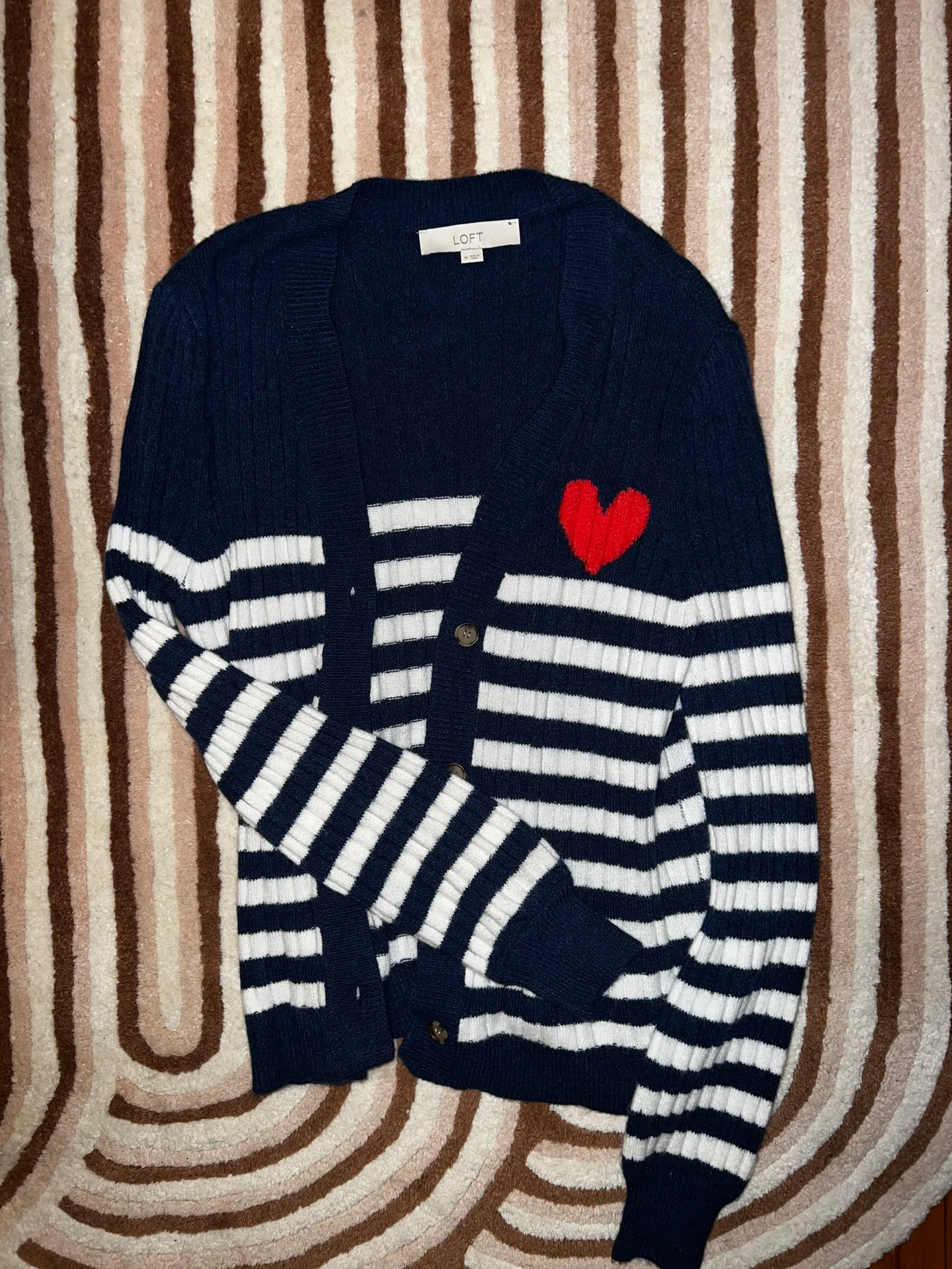 Loft Navy Striped Cardigan  - Image 2