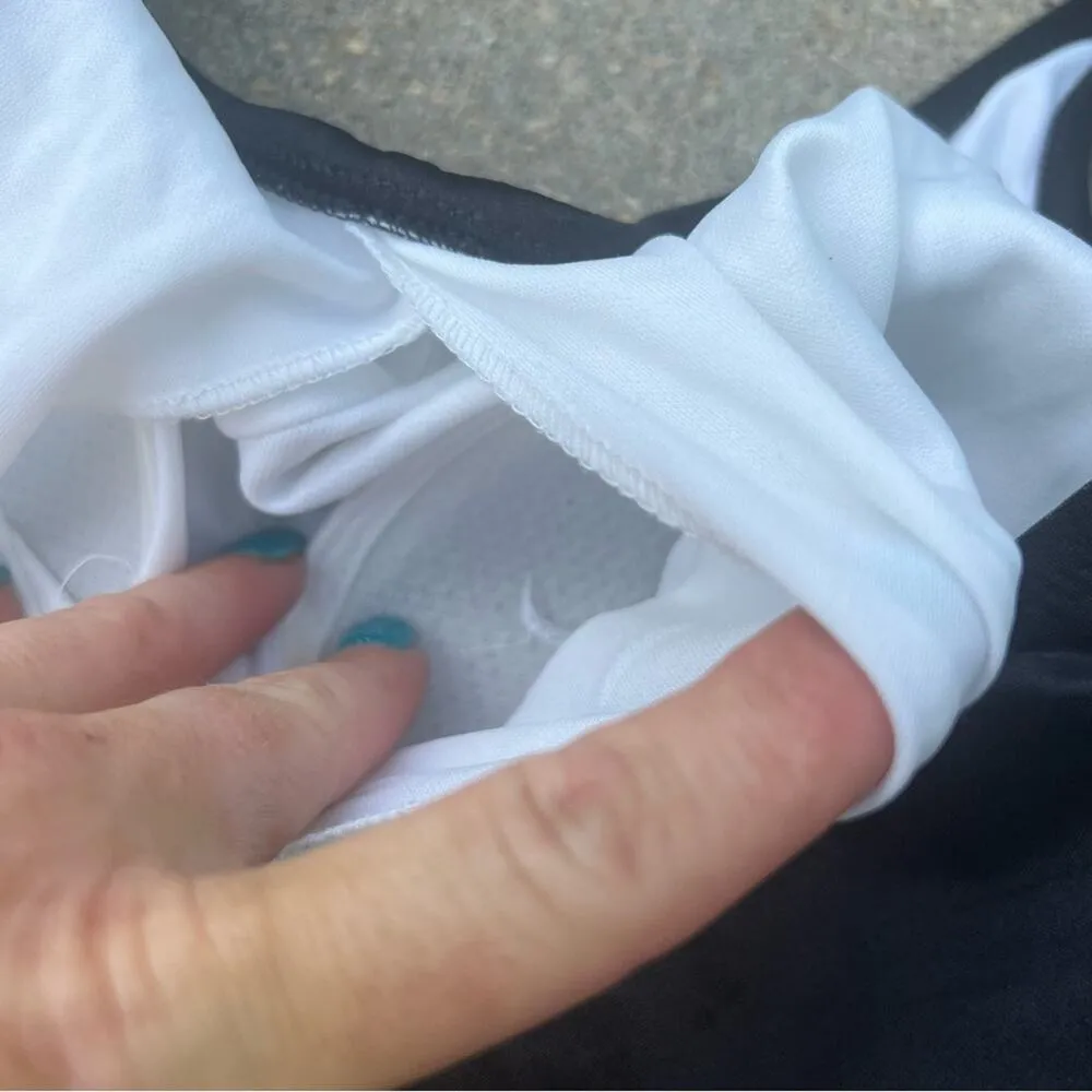 Vintage JCPenney black neon pink purple turquoise color block one piece swimsuit Blue Size 16 - Image 4