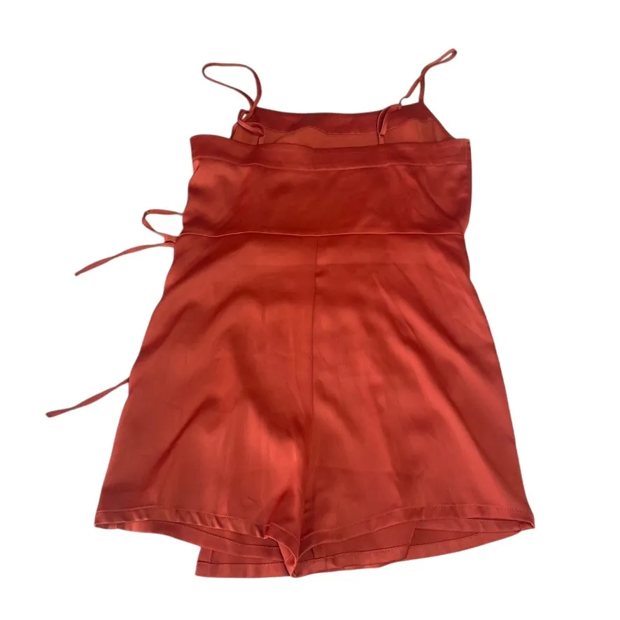 Urban‎ Outfitters Orange Satin Wrap Cargo Romper - Size Small - Image 5