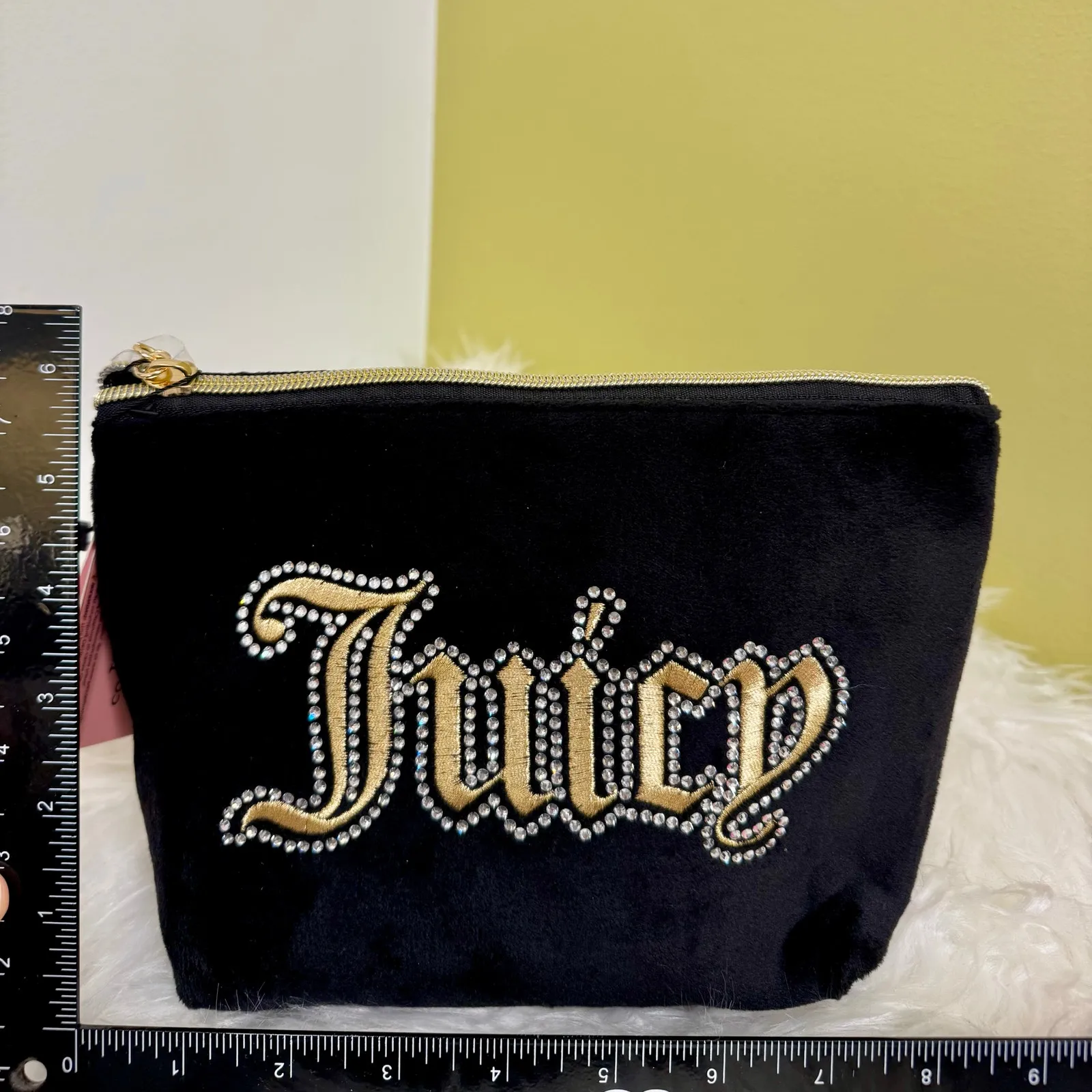 Juicy Couture Bling Velour Makeup Comestic Bags Bundle of 2 Pink Black Logo NWT - Image 6