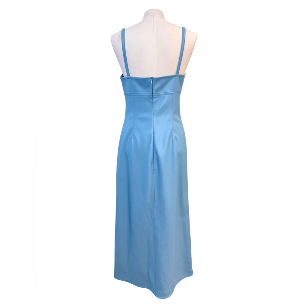ALEXIS Camellia Blue Faux Leather Midi Dress size M - Image 5