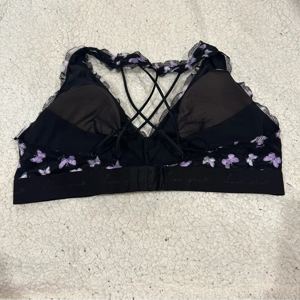 NWT victoria’s secret pink butterfly lace bralette size xxl - Image 3