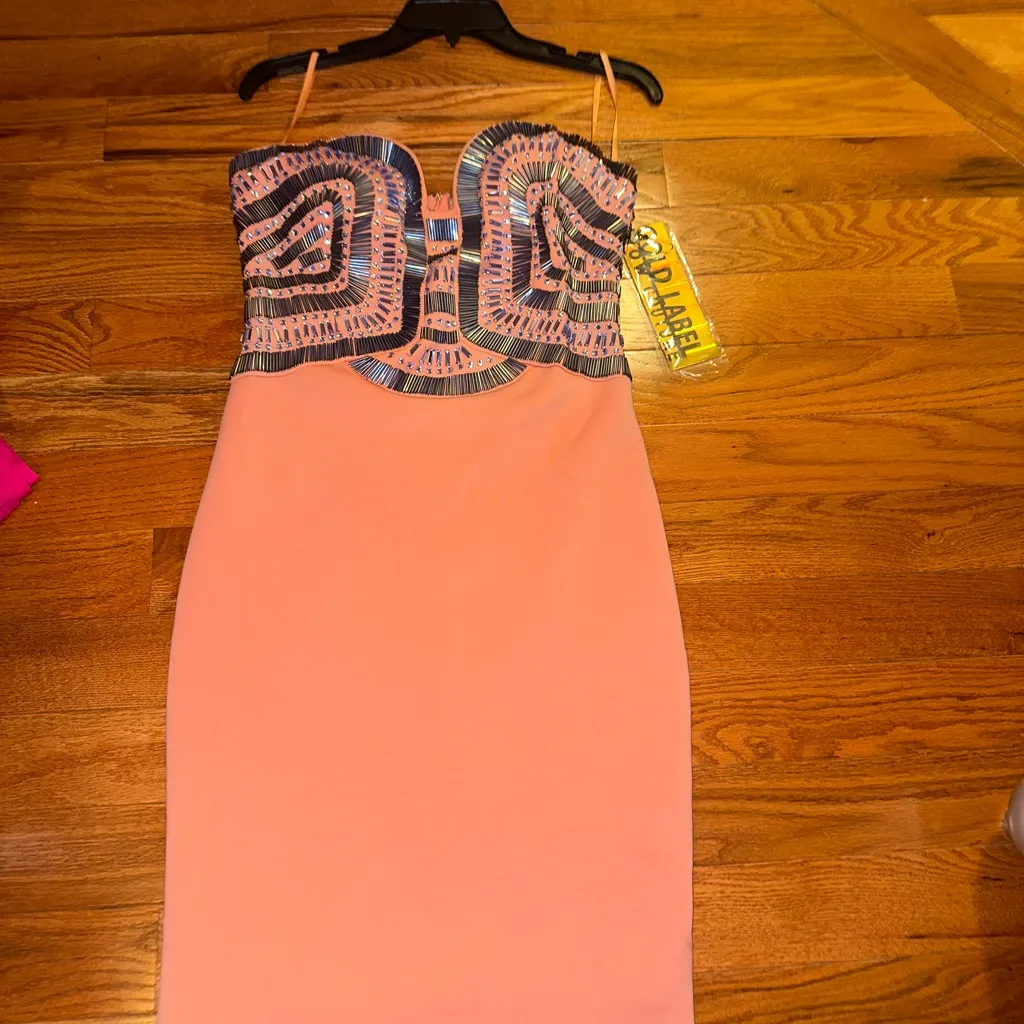 New.!Gold label WOW Couture Dress with Coral and metalic  Accents - Image 12