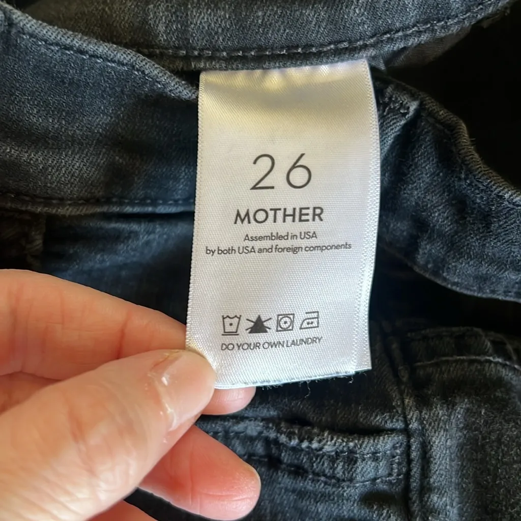 Mother The Hustler‎ Ankle Fray Jeans Not Guilty Black Wash Size 26 - Image 11
