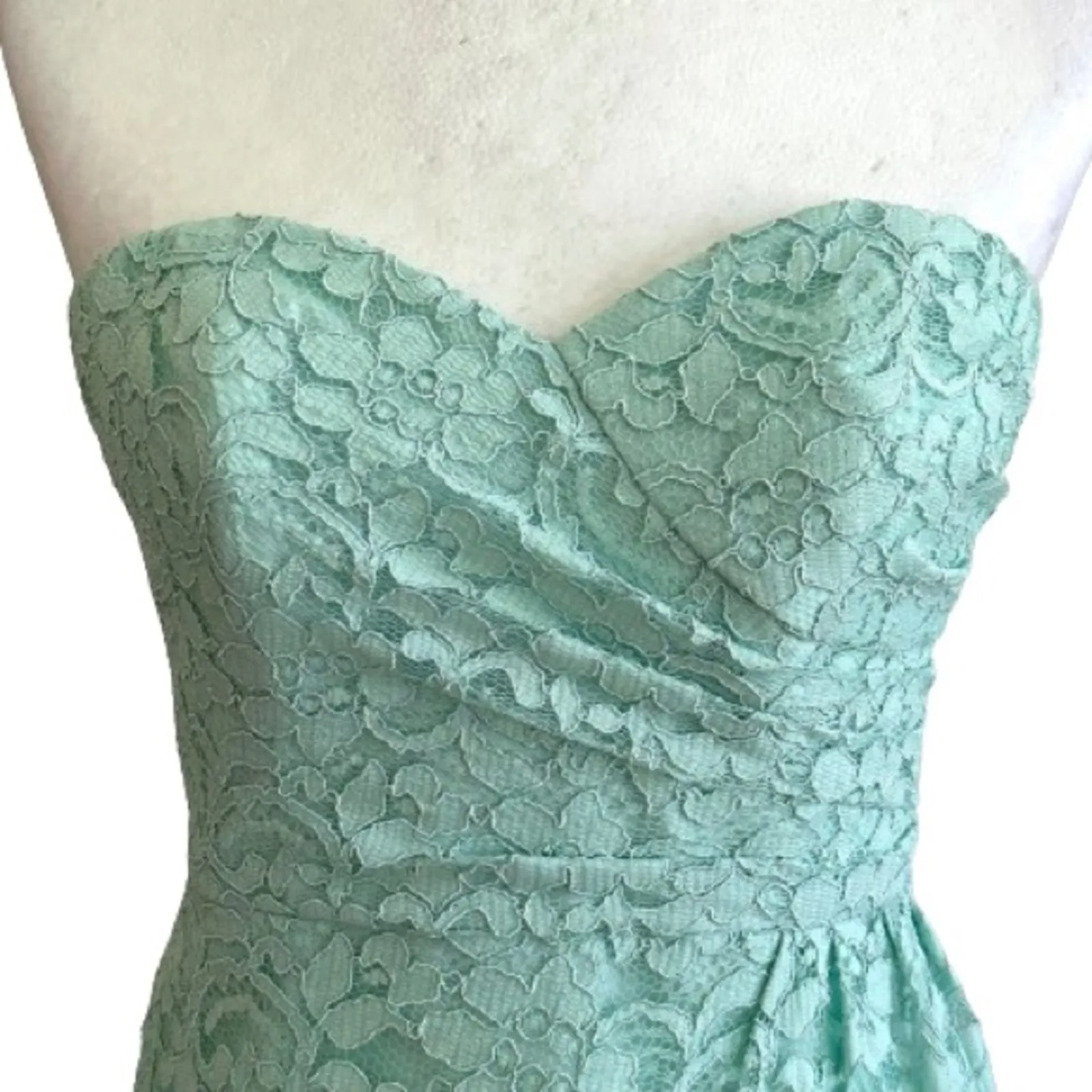 David’s Bridal Dress Mint Green Strapless Lace Gathered Cocktail Size 2 NEW - Image 3