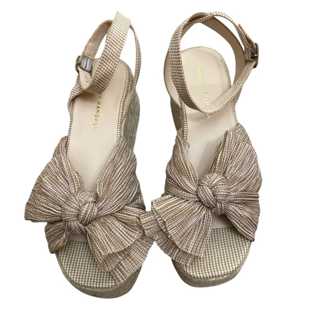 Posey Bow Beige Gingham Espadrille Platform Sandals - Image 2