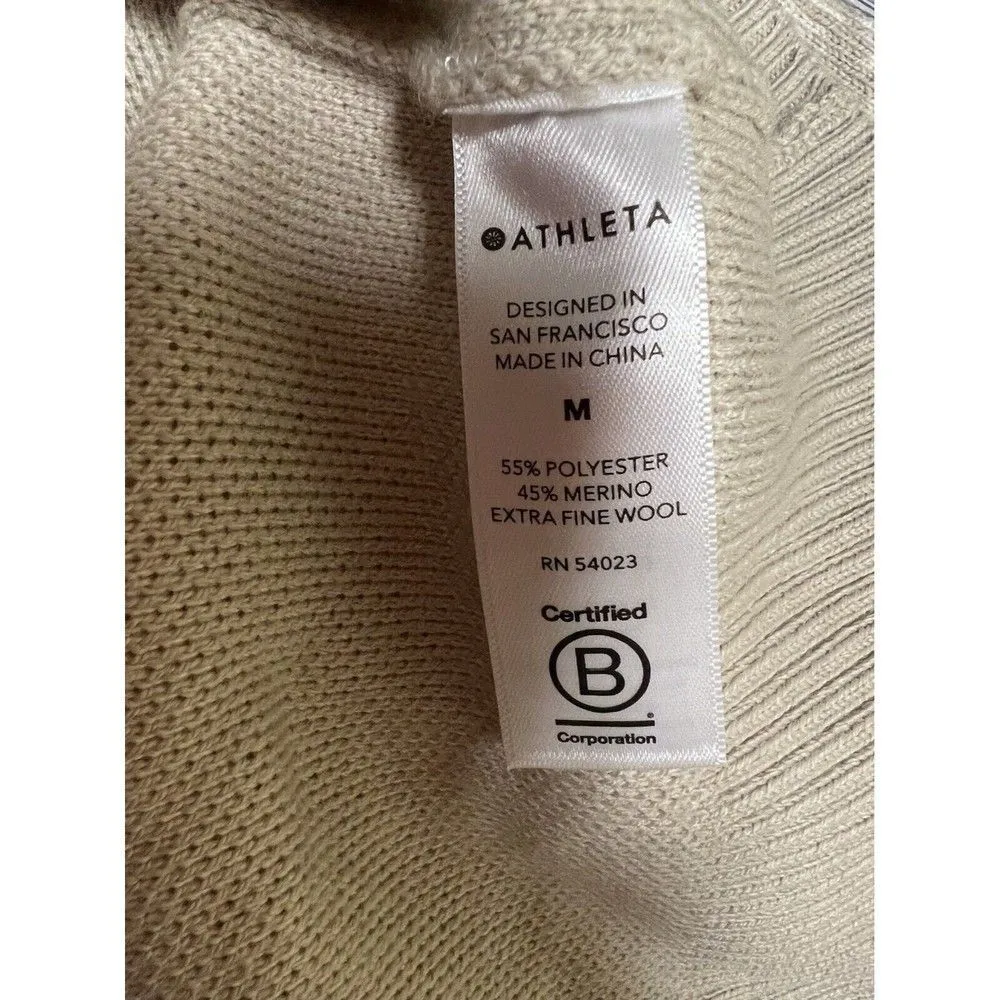 ATHLETA Jacquard Crew Sweater Frosted Floral Cream Merino Wool Size Medium - Image 6