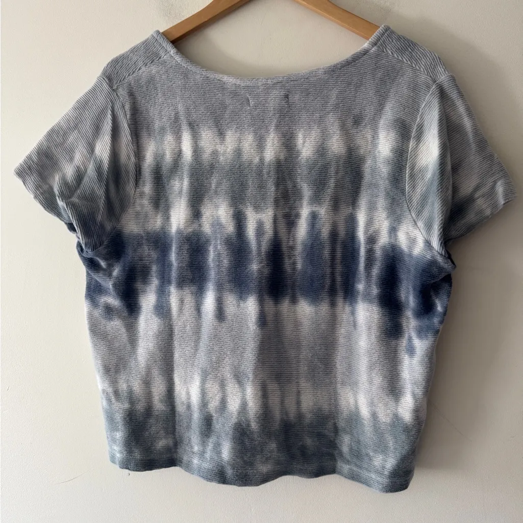 Madewell Ottoman Jacquard V-Neck Setlist Boxy Top in Blue Tie-Dye - Image 3