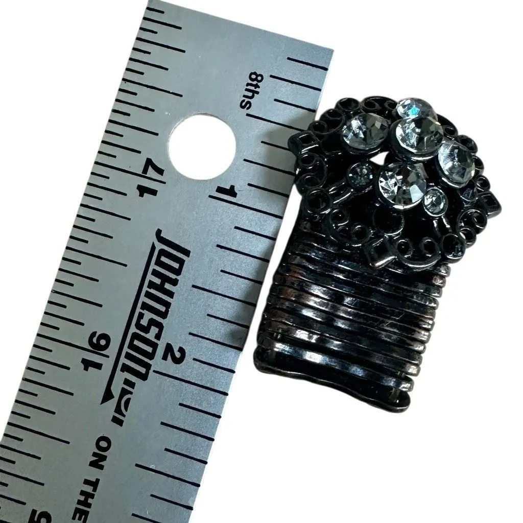 Bold Black Crystal Statement Ring – Adjustable Stretch Band - Image 7