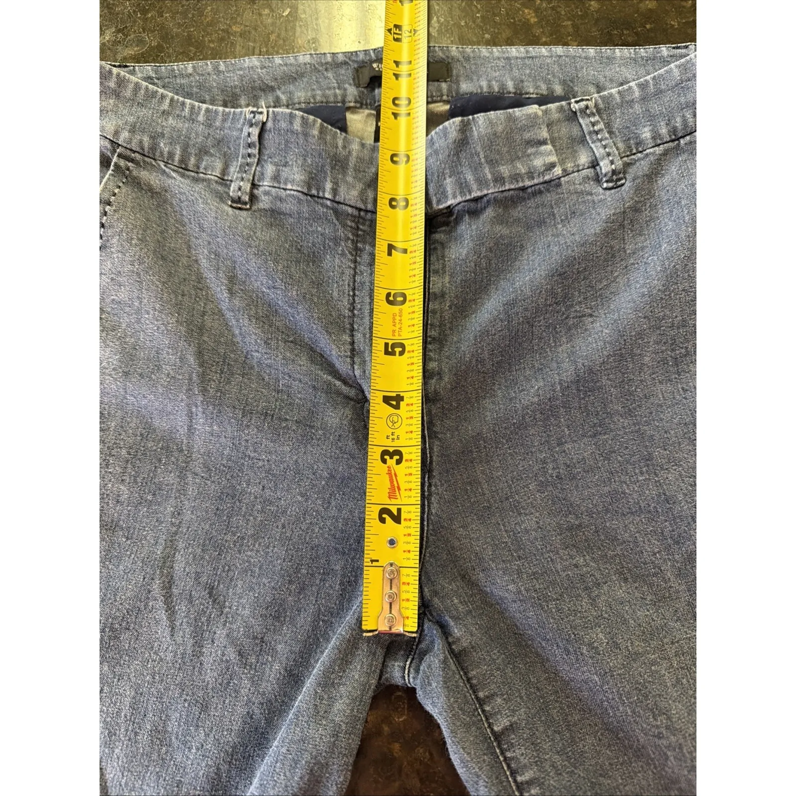 White House Black Market Flare Leg Trouser Jeans Sz 4R Workwear Blue Light Denim - Image 8