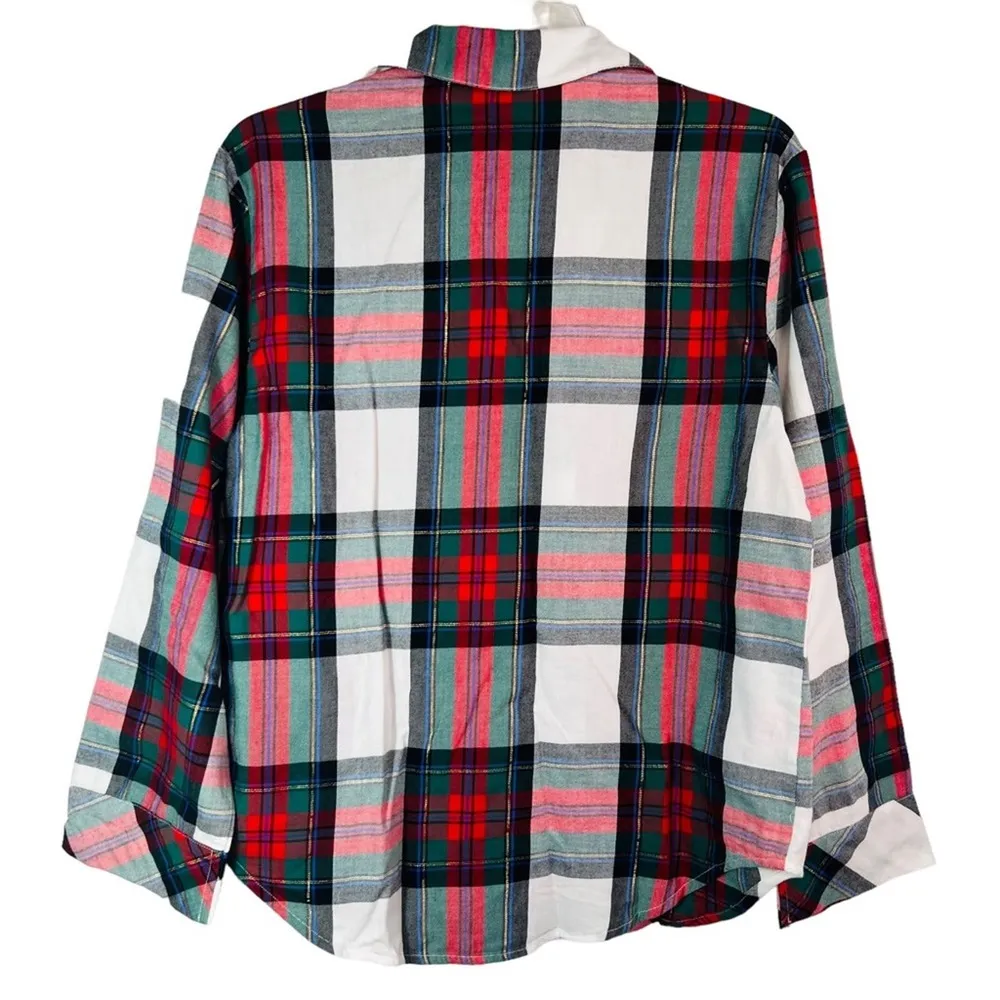 Victoria’s Secret Plaid Pajama Top With Matching Scrunchie XS - Image 2
