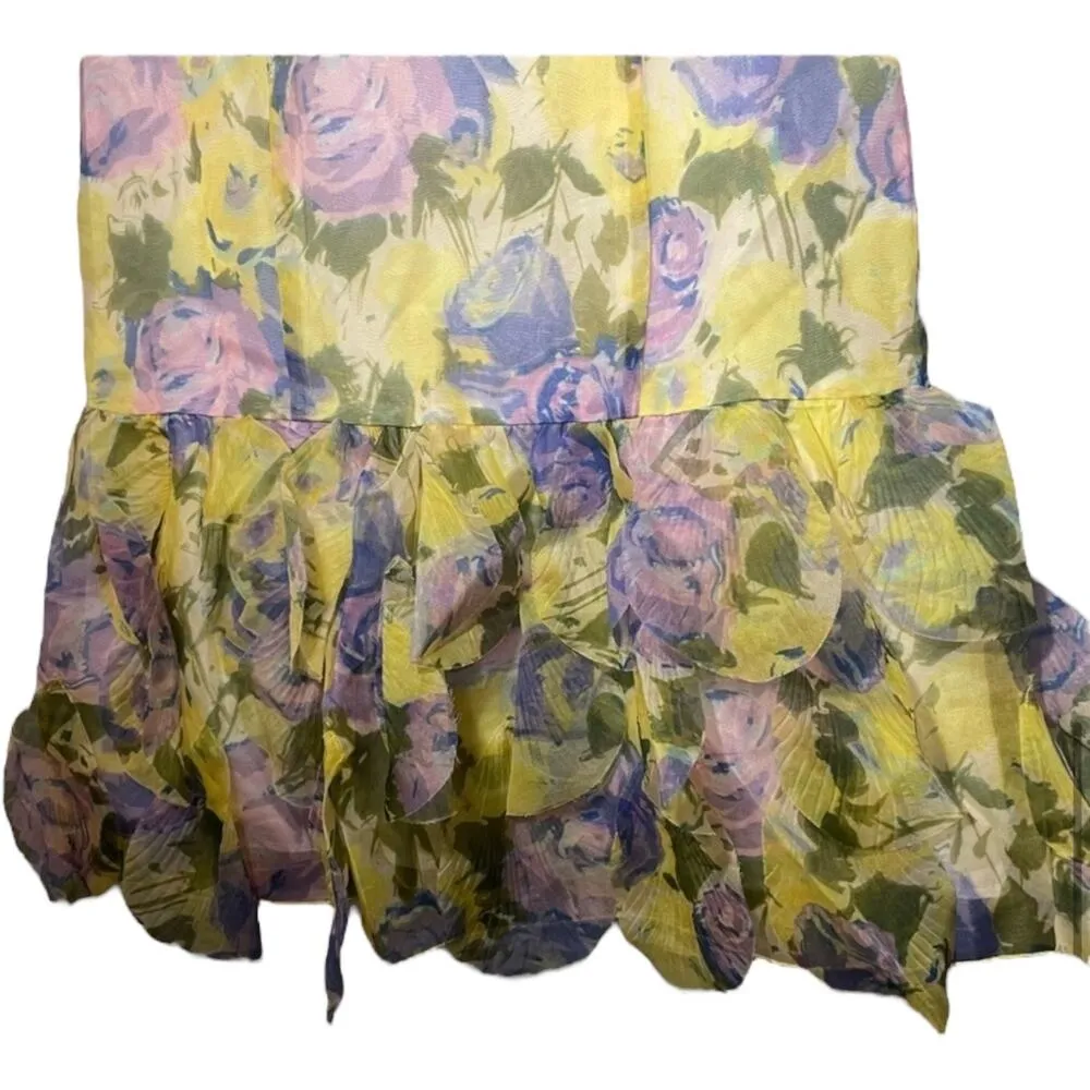 Anna Sui Anthropologie silk yellow floral sleeveless drop waist dress 6 - Image 6