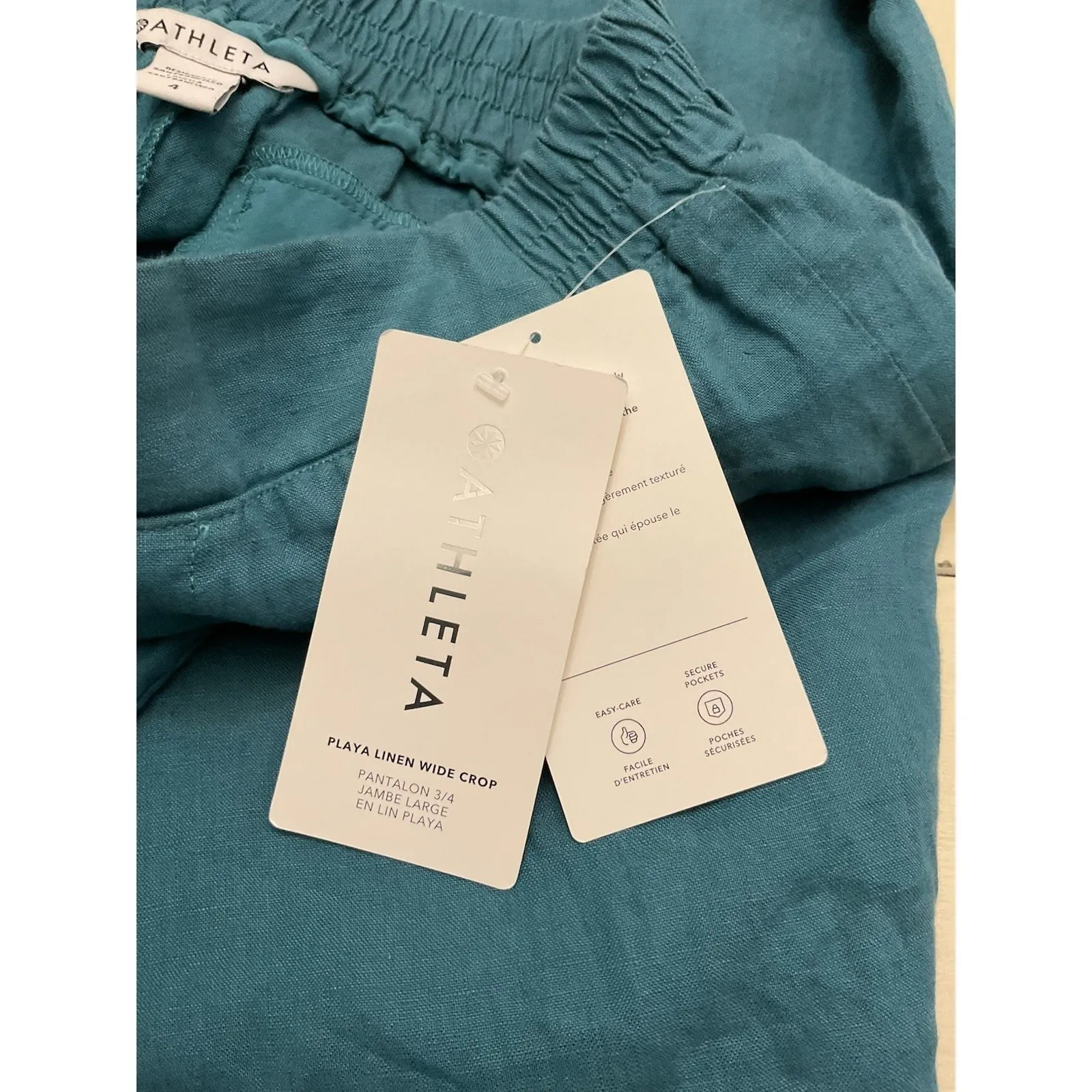 Athleta Playa Linen Wide Leg Crop Pants Womens Size 4 Teal NWT - Image 10