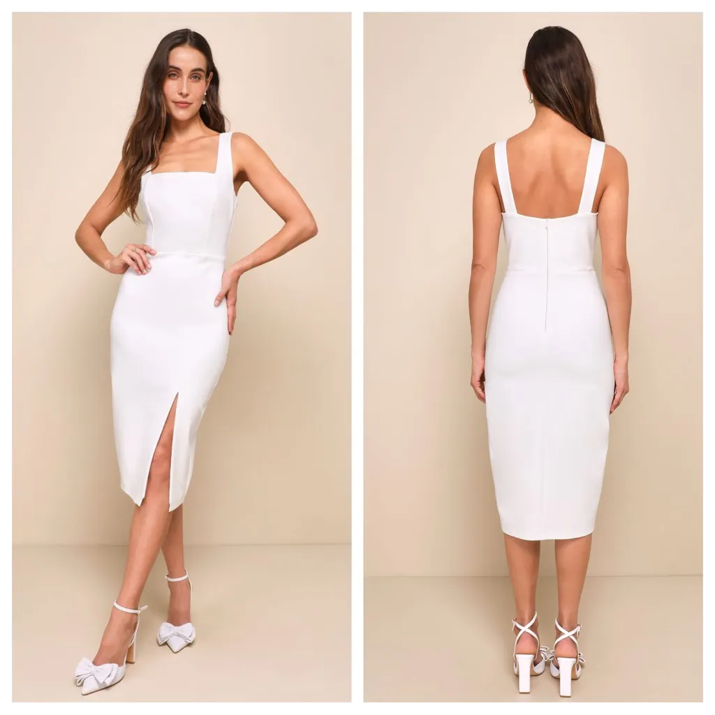 Lulus Baby, You're The One White Sleeveless Bodycon Midi Dress - Image 2