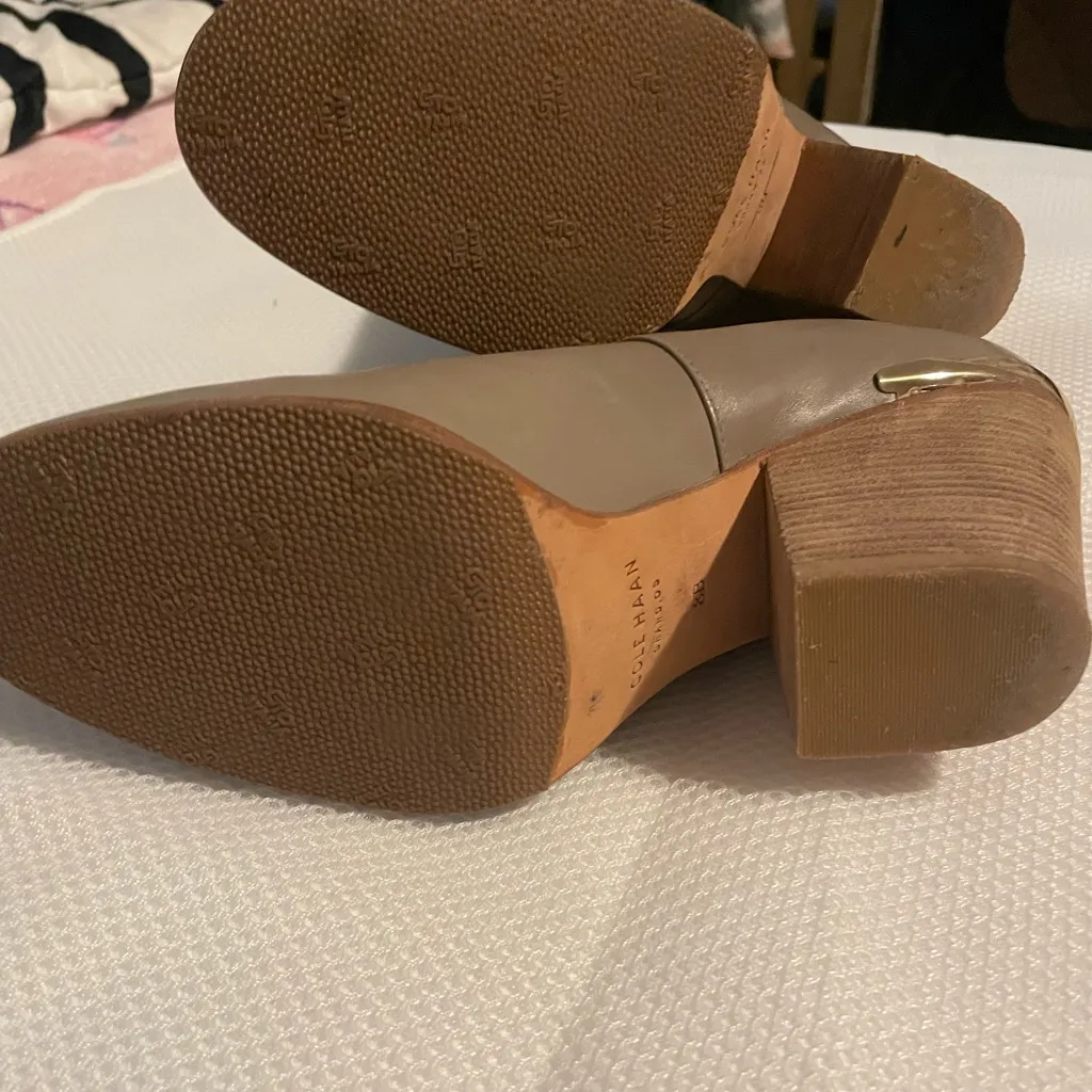 Cole Haan Tan Heeled Boots with Stacked Heel - Image 2