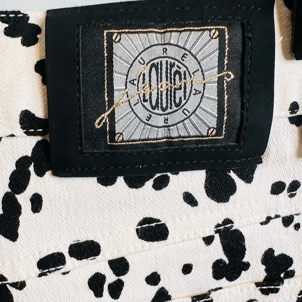 Laurel Black White Dalmatian Print Straight Leg Jeans Size undefined - Image 9