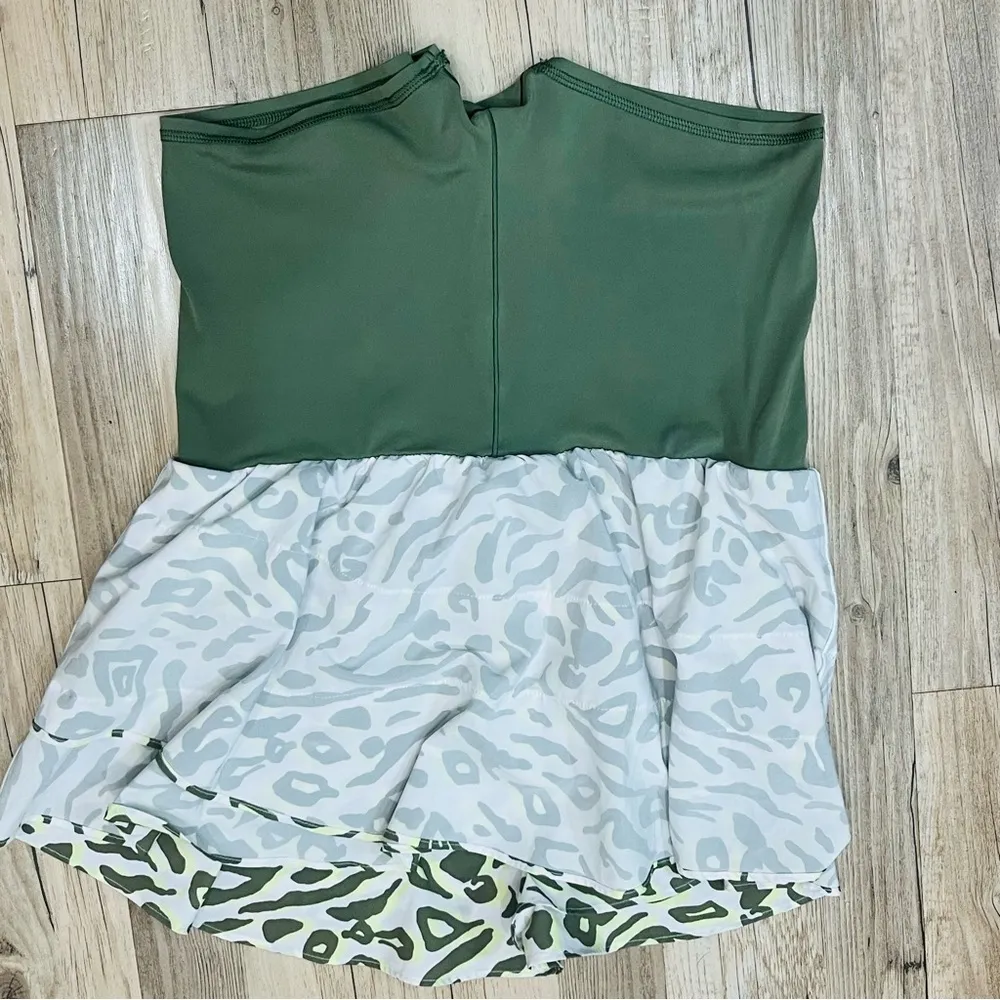 OFFLINE By Aerie Maggie Ruffle Tenis Skirt skort Olive Green Leopard size small - Image 5