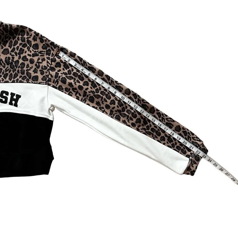 Kittenish Animal Print Color Block Oversized 1/4 Zip Cropped Pullover Small - Image 9