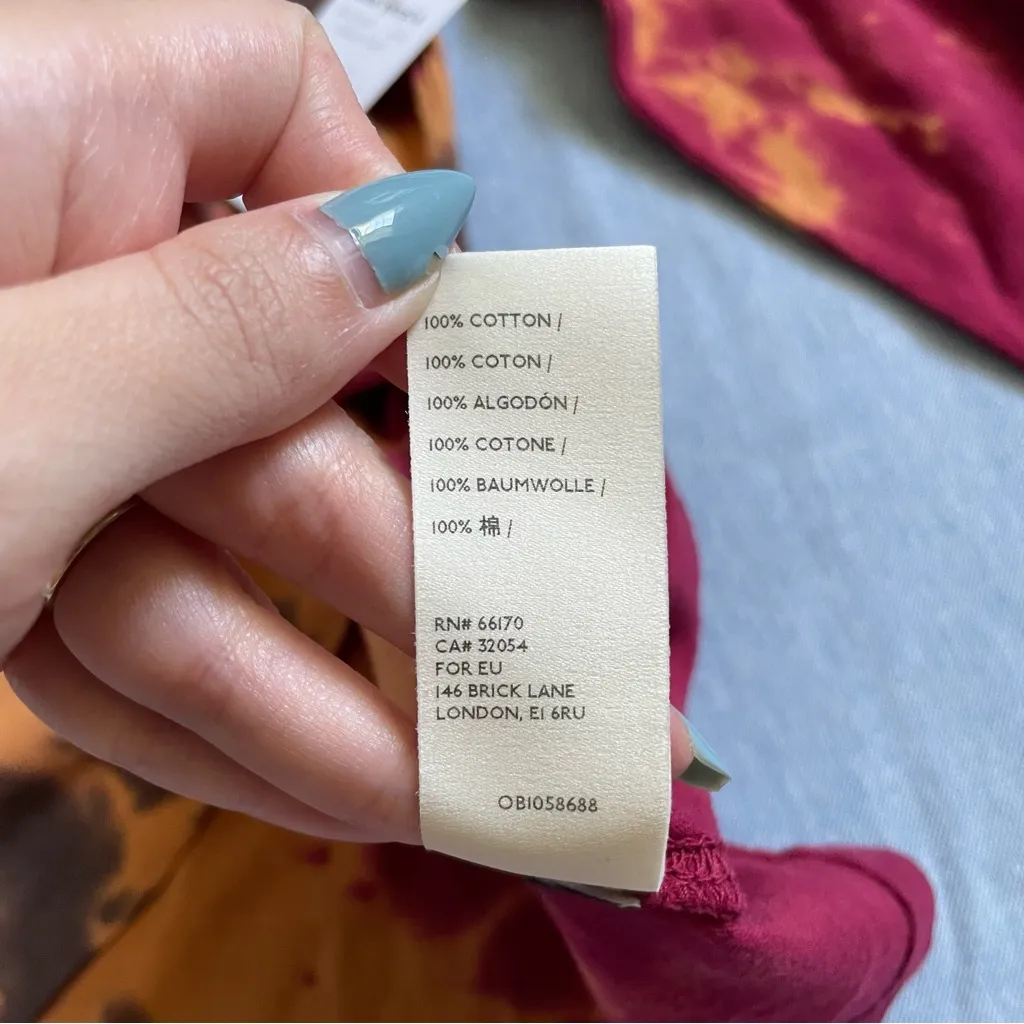 NWT We the Free Be Free Tie-Dyed Long-Sleeve T-Shirt Size XS in French Roast - Image 6