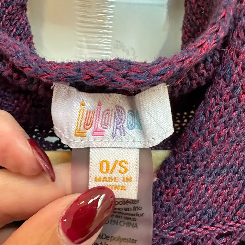 LuLaRoe Purple Mimi Fringe Knit Button Poncho Shall Cardigan Size O/S Fits All - Image 8