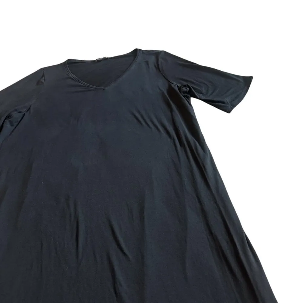 Eileen Fisher Black Shift Dress Stretch Flowy Comfy Lounge Casual Size Large - Image 7