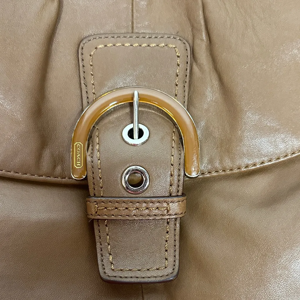 Coach Soho F17217 Vintage Brown Pleated  Leather w/Buckle Shoulder Bag - Image 3