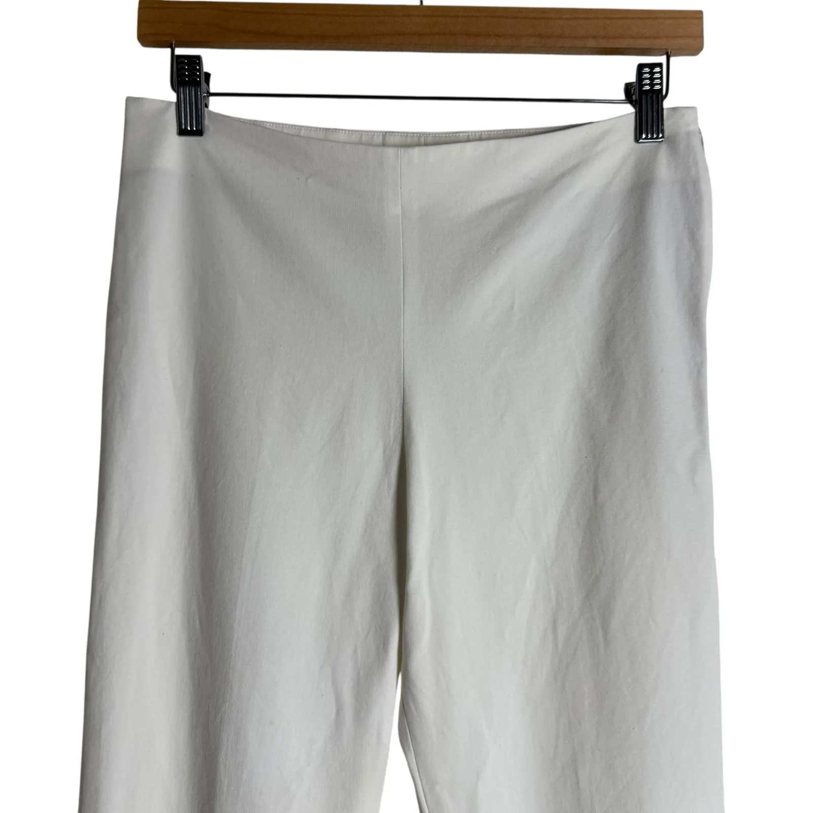 Brunello Cucinelli White Mid Rise Straight Leg Flat Front Trouser Dress Pants 6 - Image 3