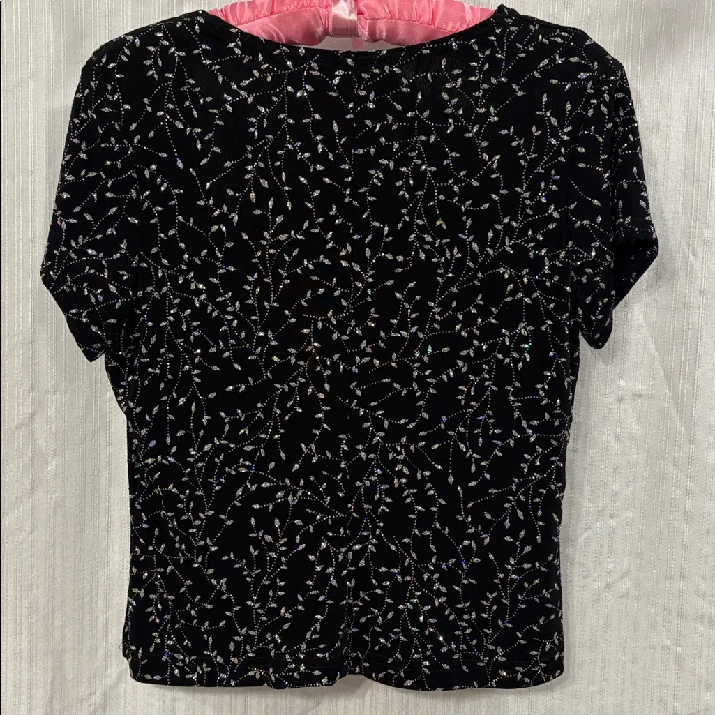 Vintage Ronni Nicole Holographic Glitter Patterned Blouse - Image 3