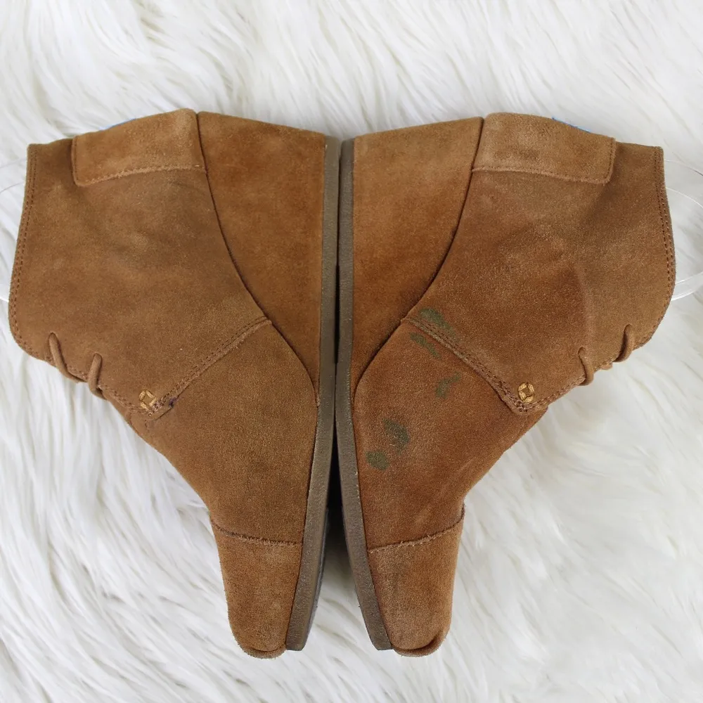 Toms Desert Suede Wedge Ankle Booties Brown 10 - Image 2