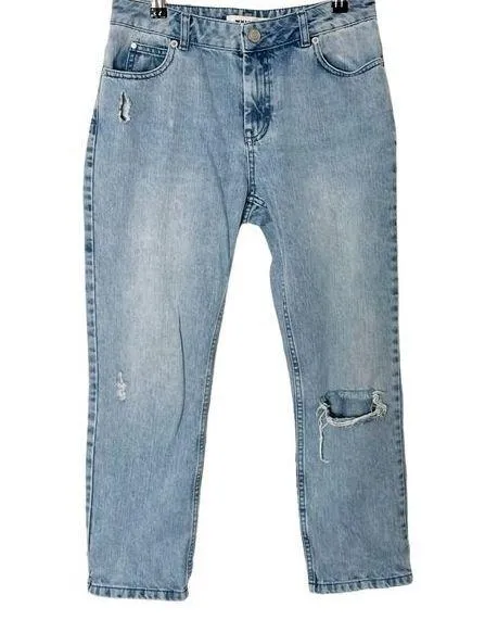 Whistles Distressed Cropped Jeans Rigid 100% Cotton Medium Wash Size 26 Blue - Image 1