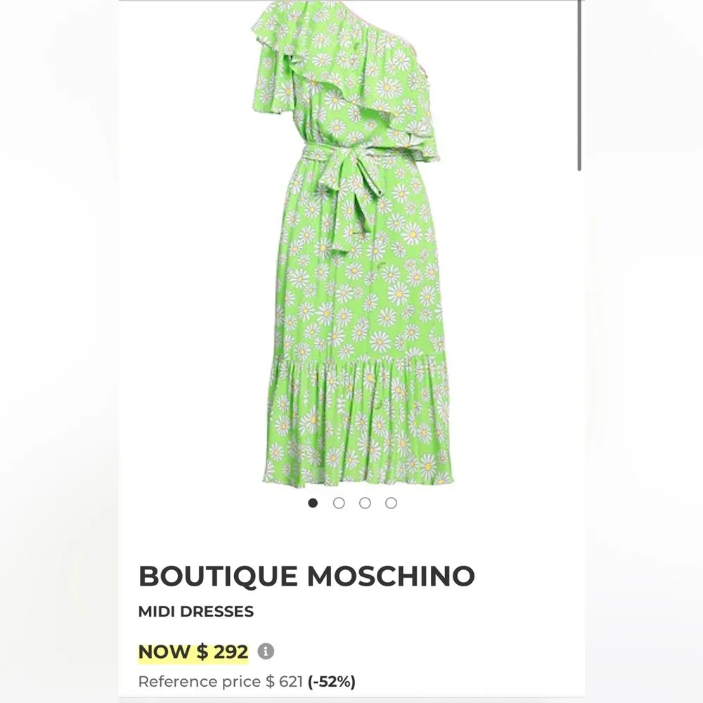 Boutique Moschino Daisy Mae floral Green Floral One-Shoulder Dress XS - Image 4