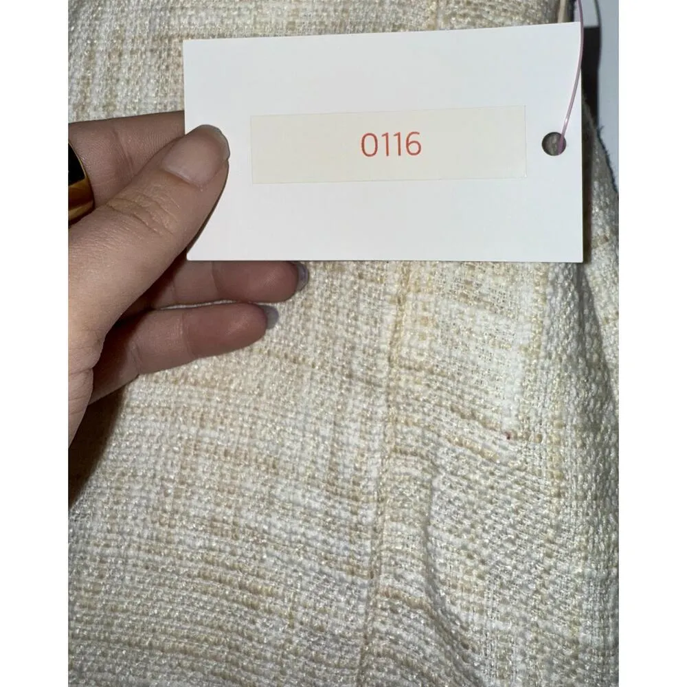 Abercrombie & Fitch White Tan Beige Tweed Zip Up Wrap A-Line Mini Skirt Size M - Image 6