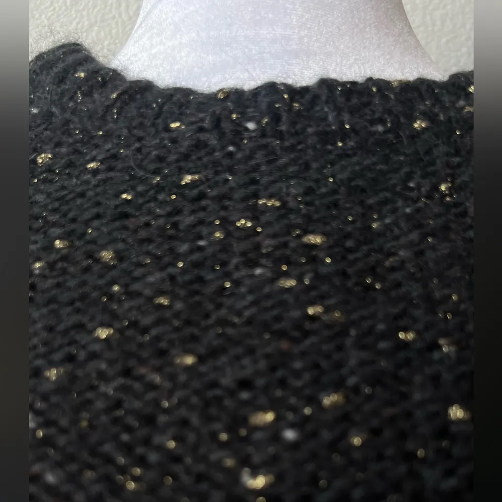 Sandro Black and Gold Speckled Crew Neck Sweater - Image 12