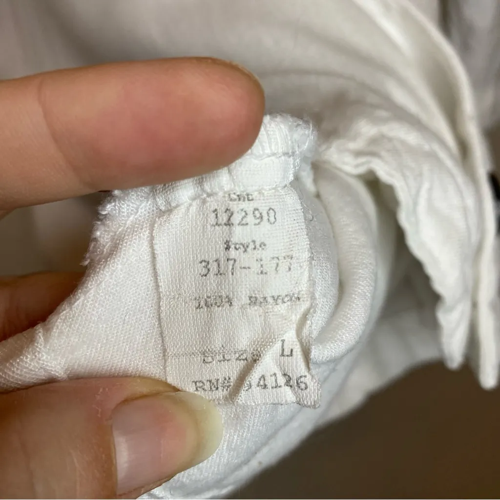 CP SHADES Button Down Short Sleeve Boxy Rayon Blouse White Sz Large - Image 10