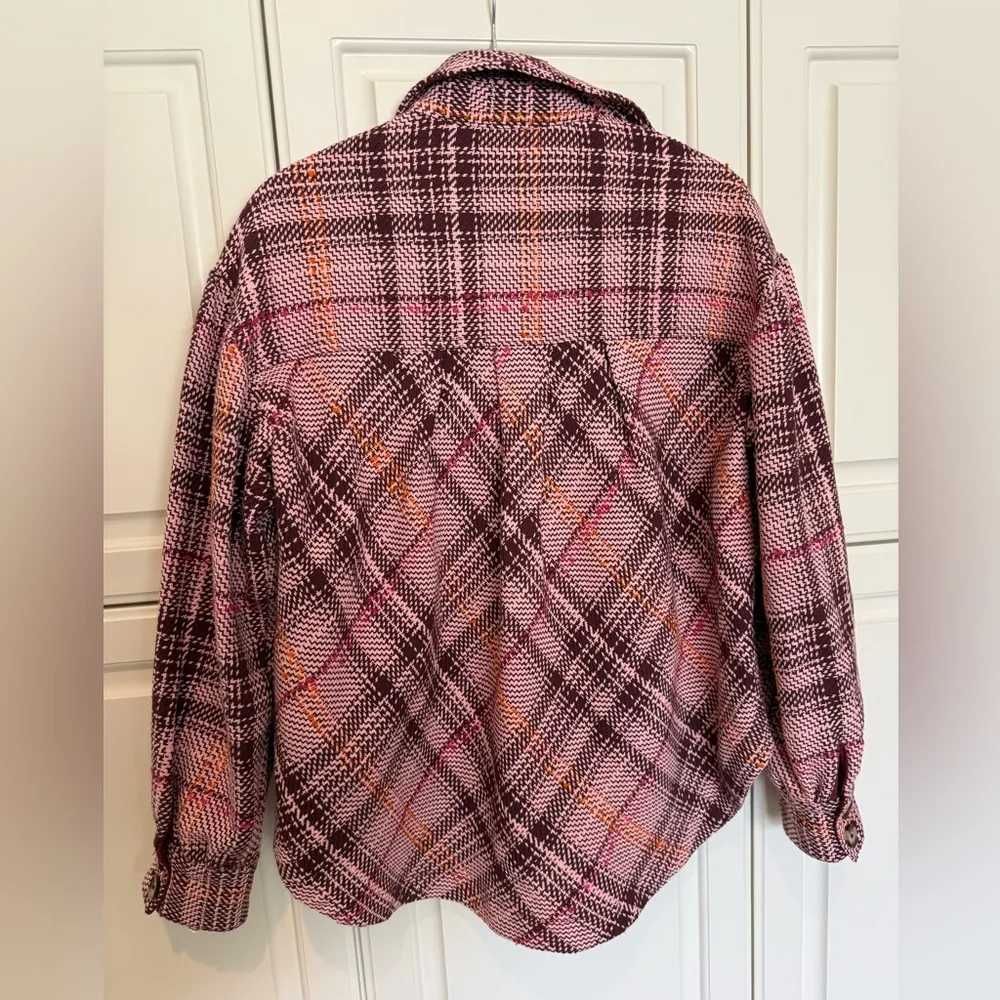 Women's Hudson Plaid Shirt Jacket Shacket Size Small Purple Pink - Image 3