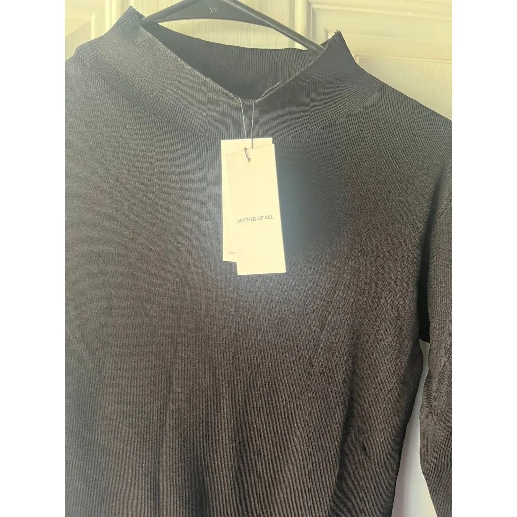 Mother of All NEW NWT Helen Knit dress Black Ribbed Long Sleeve Mock Neck Medium - Image 5