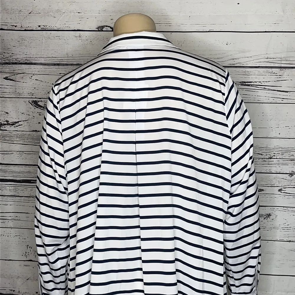 Jaclyn Smith NWT Size 3X Blue & White Stripe Decorative Button Up Blouse Top - Image 5