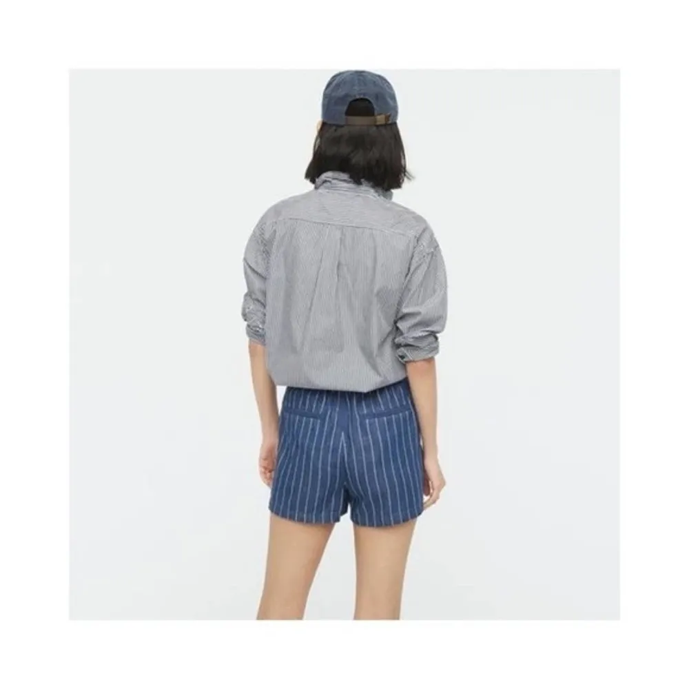 J. Crew Seaside short in indigo stripe blue cotton lyocell pull on size small - Image 2